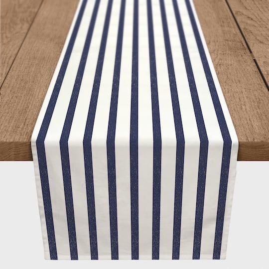 Blue & White Sea Stripes Outdoor Table Runner